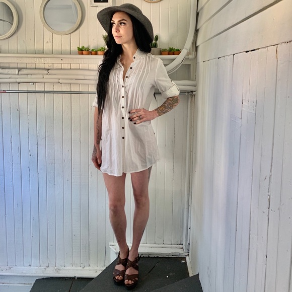 white button down sundress